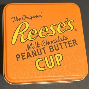 Retro Reese's Peanut Butter Cup Tin Box - Collectible Storage Container